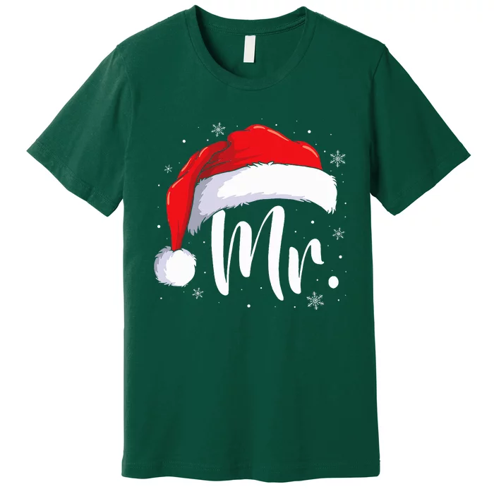 Mr Mrs Claus Christmas Couples Matching His And Her Pajamas Premium T-Shirt