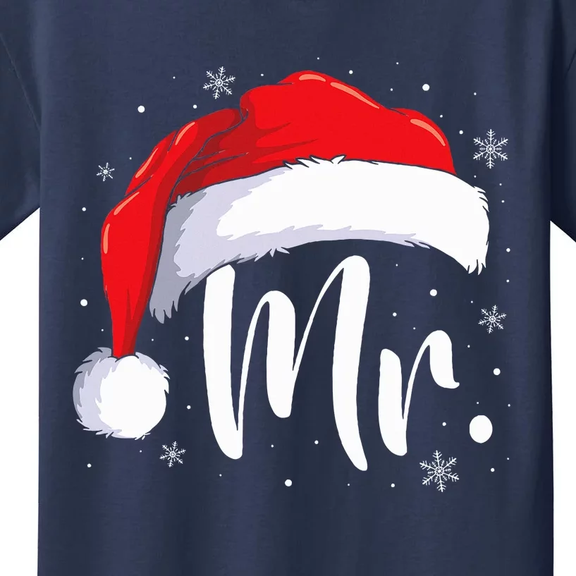 Mr Mrs Claus Christmas Couples Matching His And Her Pajamas Kids T-Shirt