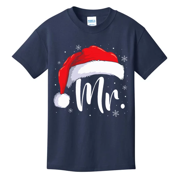 Mr Mrs Claus Christmas Couples Matching His And Her Pajamas Kids T-Shirt