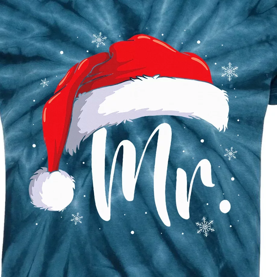 Mr Mrs Claus Christmas Couples Matching His And Her Pajamas Kids Tie-Dye T-Shirt