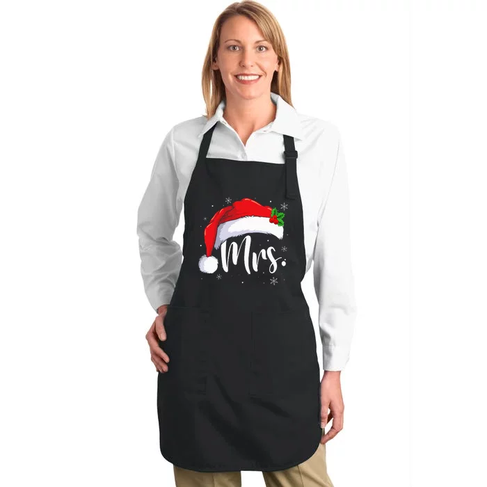 Mr Mrs Claus Christmas Couples Matching His And Her Pajamas Full-Length Apron With Pocket