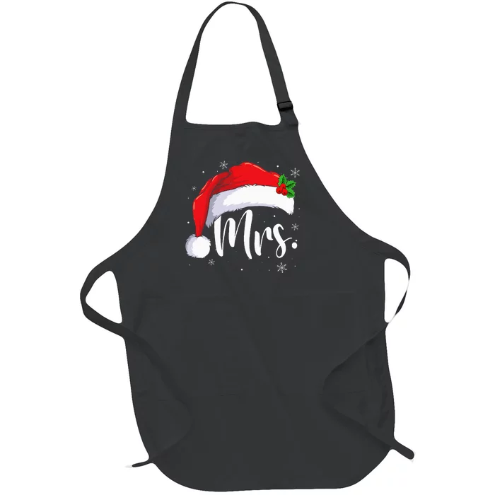 Mr Mrs Claus Christmas Couples Matching His And Her Pajamas Full-Length Apron With Pocket