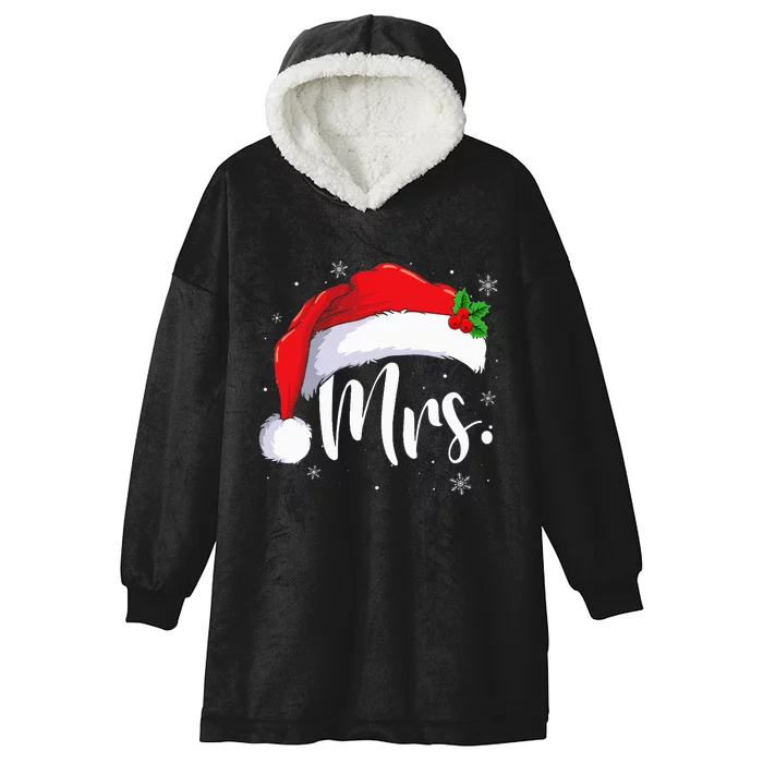 Mr Mrs Claus Christmas Couples Matching His And Her Pajamas Hooded Wearable Blanket