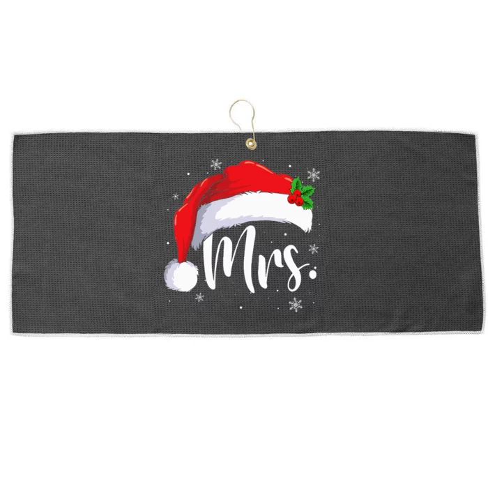 Mr Mrs Claus Christmas Couples Matching His And Her Pajamas Large Microfiber Waffle Golf Towel