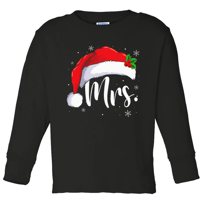 Mr Mrs Claus Christmas Couples Matching His And Her Pajamas Toddler Long Sleeve Shirt