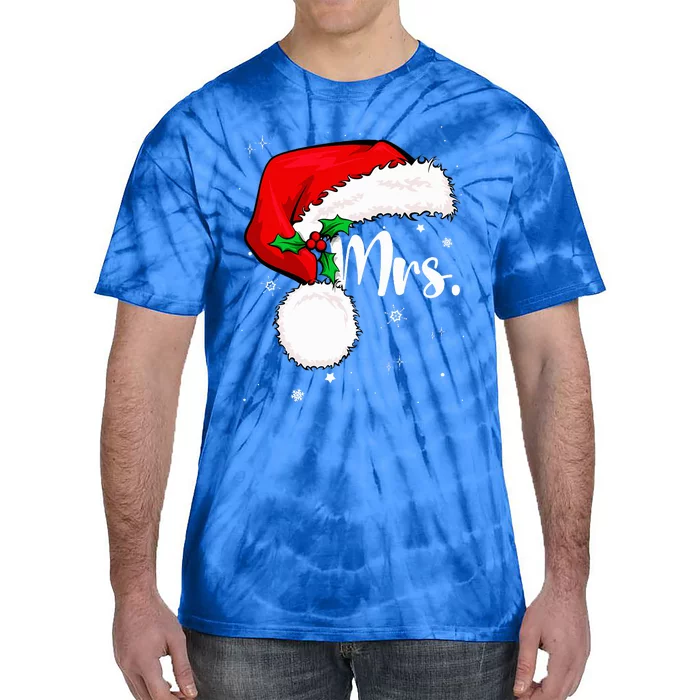 Mr Mrs Claus Christmas Couples Matching His And Her Pajamas Tie-Dye T-Shirt