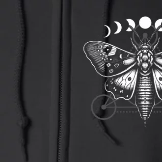 Moth Moon Cycles And Sacred Geometry Wiccan Nature Goth Full Zip Hoodie