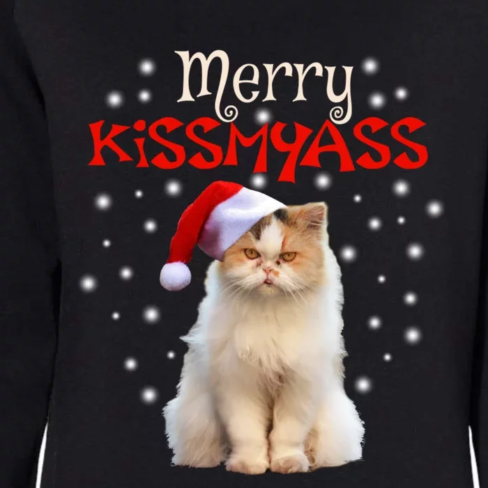 Merry Myass Cagift Cute Cat With Christmas Santa Hat Gift Womens California Wash Sweatshirt