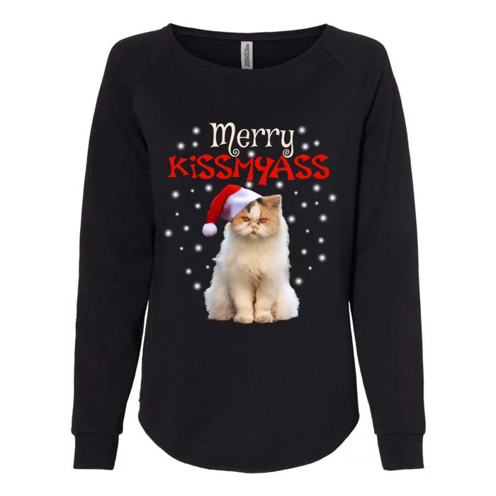 Merry Myass Cagift Cute Cat With Christmas Santa Hat Gift Womens California Wash Sweatshirt