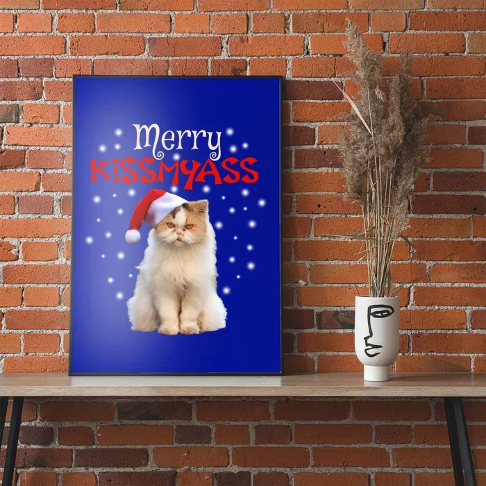 Merry Myass Cagift Cute Cat With Christmas Santa Hat Gift Poster