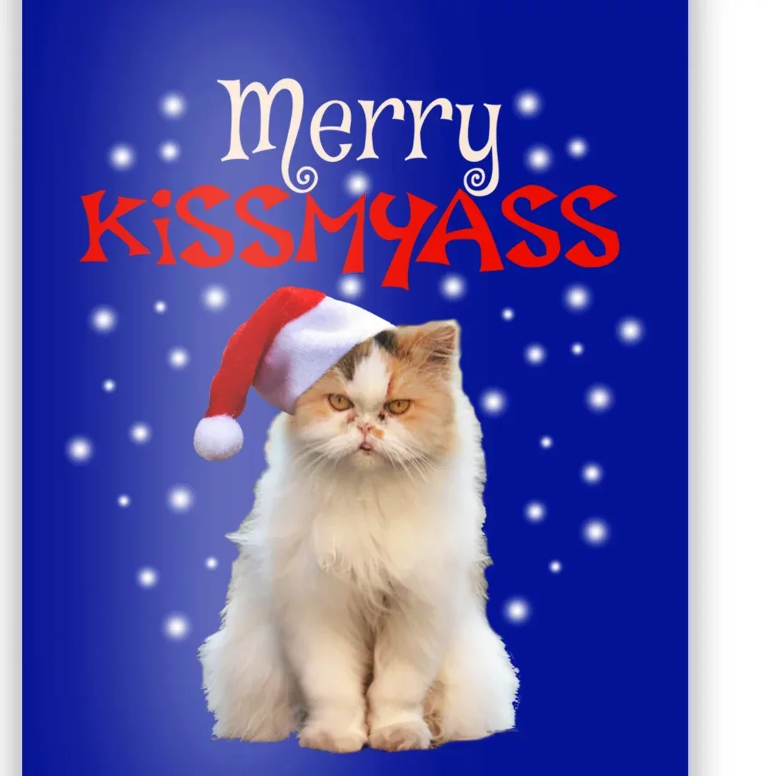 Merry Myass Cagift Cute Cat With Christmas Santa Hat Gift Poster