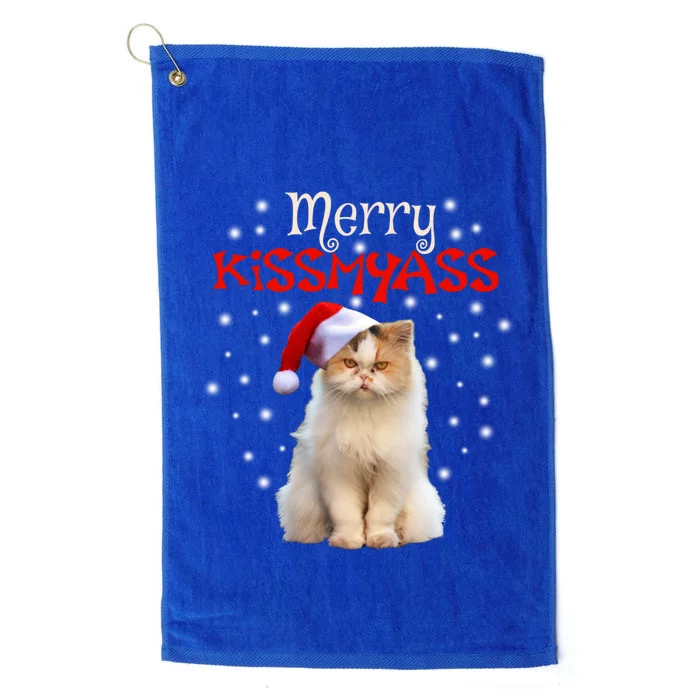 Merry Myass Cagift Cute Cat With Christmas Santa Hat Gift Platinum Collection Golf Towel