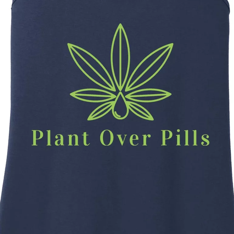 Medical Marijuana Cannabis Plant Over Pills Graphic Ladies Essential Tank