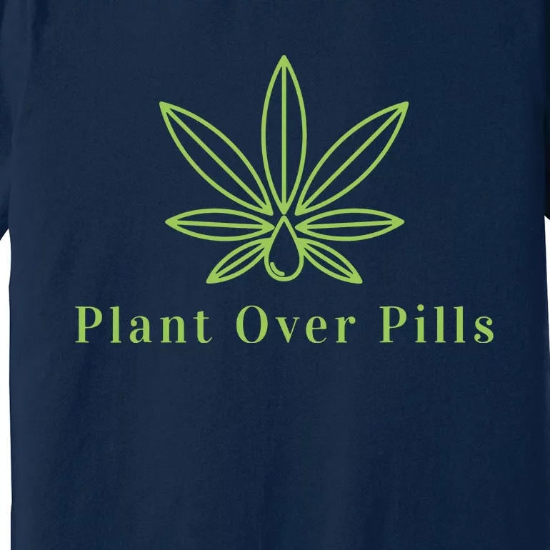 Medical Marijuana Cannabis Plant Over Pills Graphic Premium T-Shirt