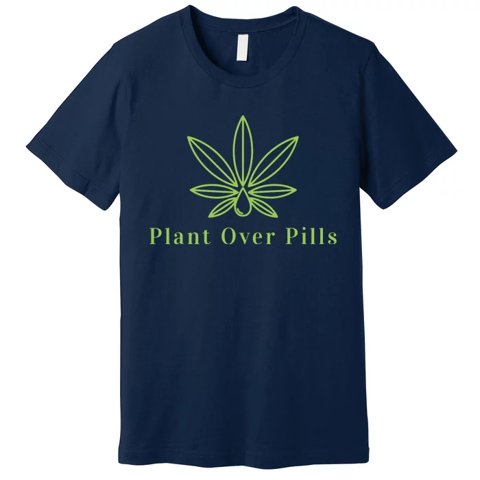 Medical Marijuana Cannabis Plant Over Pills Graphic Premium T-Shirt