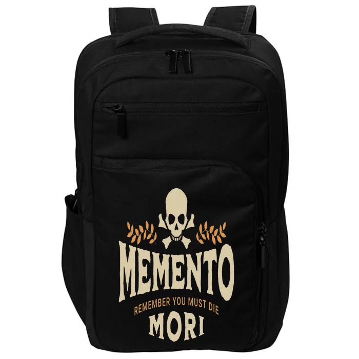 Memento Mori Catholic Design Meaning Traditional Latin Skull Impact Tech Backpack