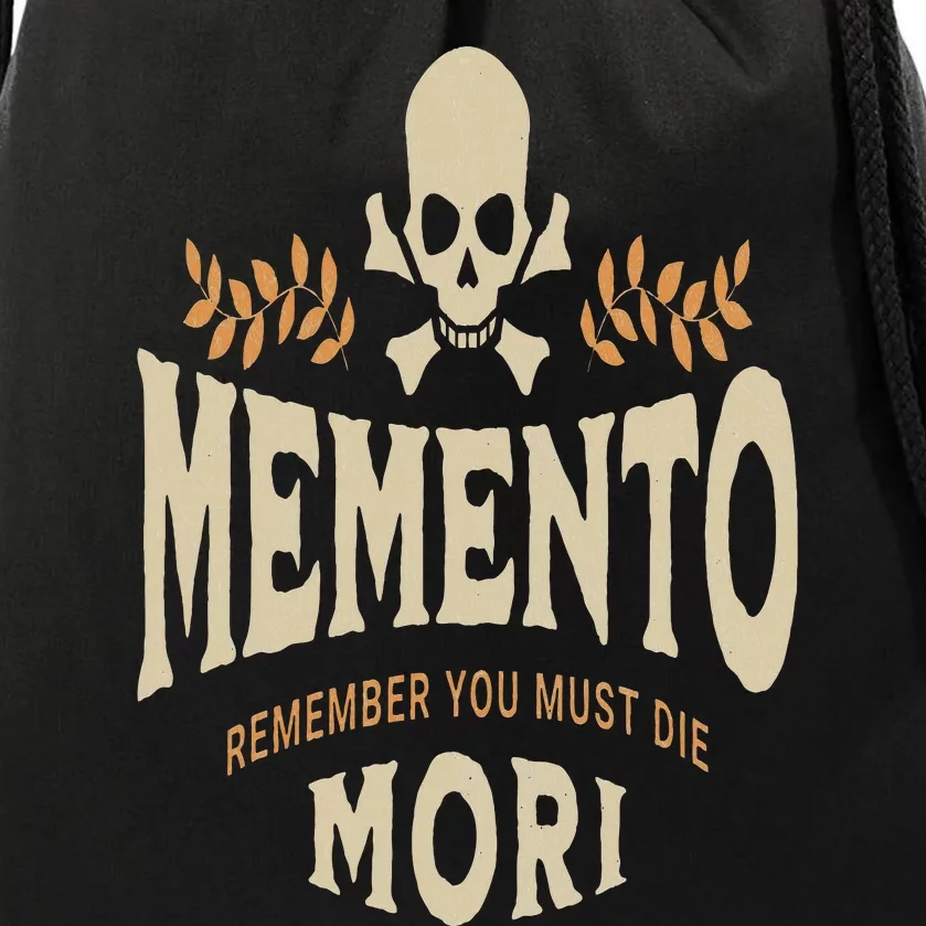 Memento Mori Catholic Design Meaning Traditional Latin Skull Drawstring Bag