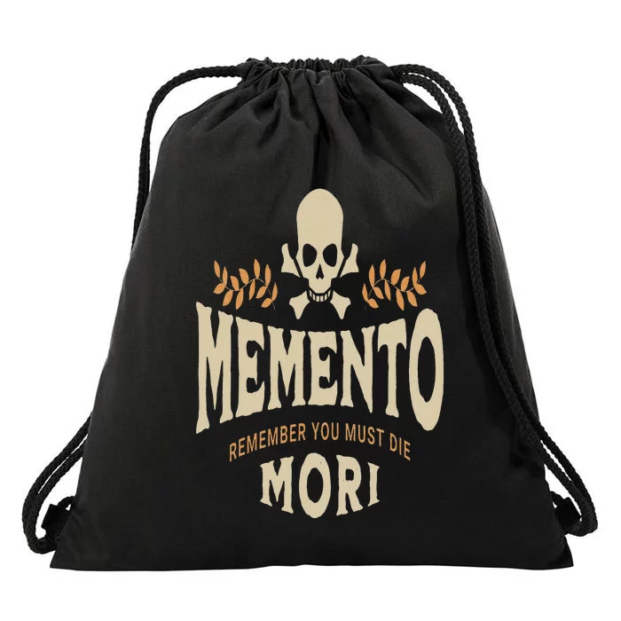 Memento Mori Catholic Design Meaning Traditional Latin Skull Drawstring Bag