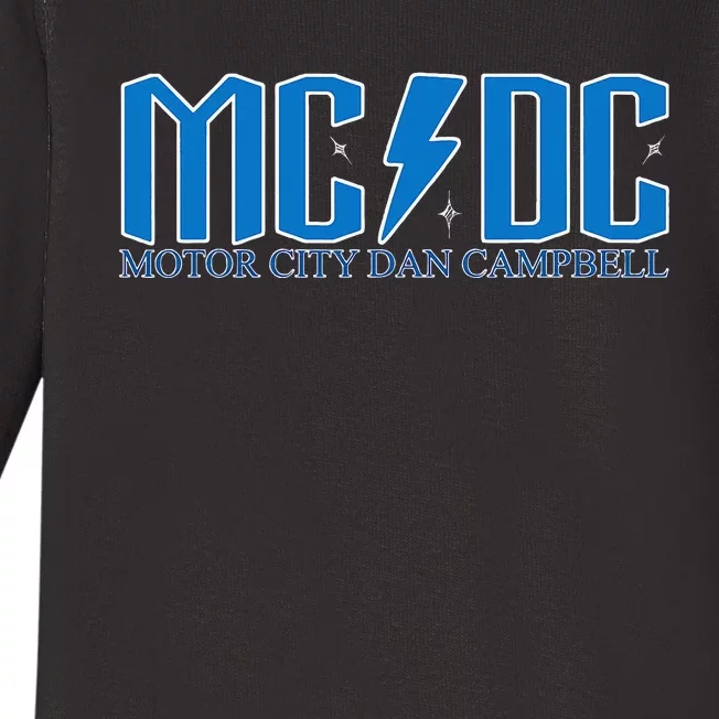 MCDC Motor City Dan Campbell blue Football Coach sports Baby Long Sleeve Bodysuit