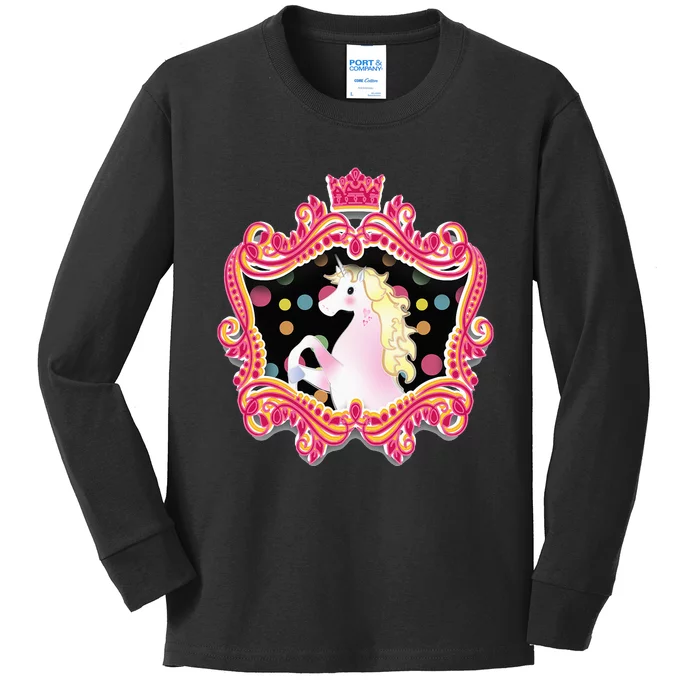 Magical Mystical Cute Unicorn Royal Crest Kids Long Sleeve Shirt