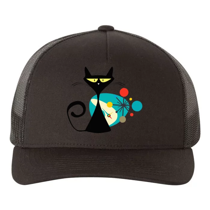 Midcentury Mid Century Cat Retro Atomic Age Space Modern Yupoong Adult 5-Panel Trucker Hat