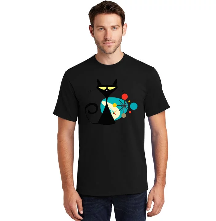 Midcentury Mid Century Cat Retro Atomic Age Space Modern Tall T-Shirt