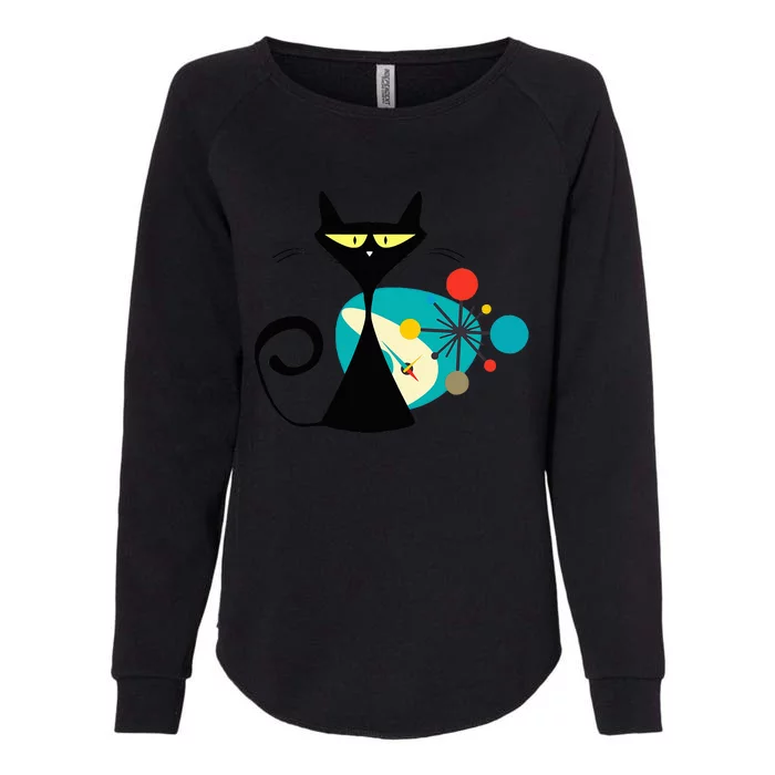 Midcentury Mid Century Cat Retro Atomic Age Space Modern Womens California Wash Sweatshirt