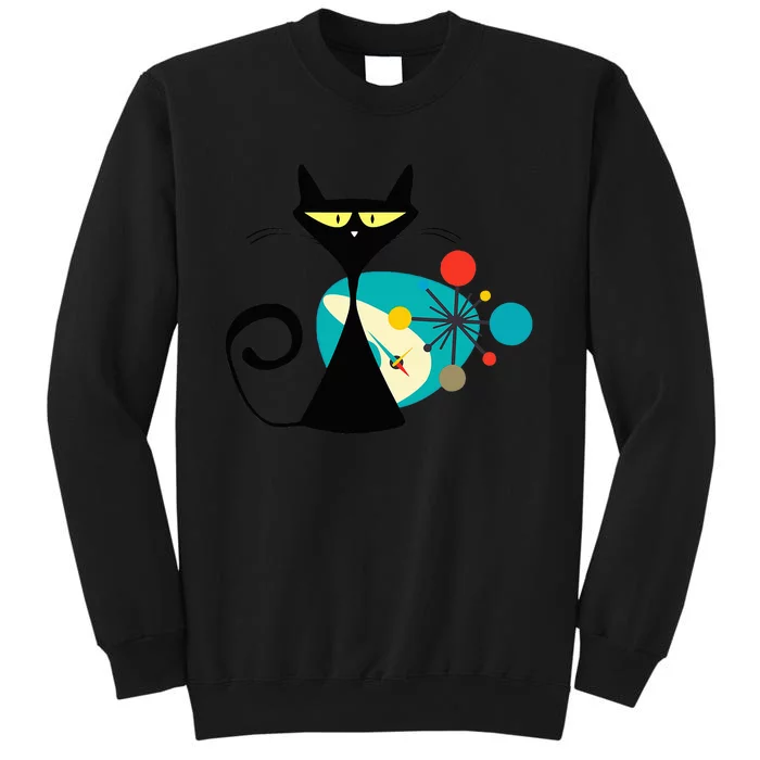 Midcentury Mid Century Cat Retro Atomic Age Space Modern Tall Sweatshirt