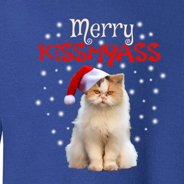 Merry Myass Cagift Cute Cat With Christmas Santa Hat Funny Gift Toddler Sweatshirt