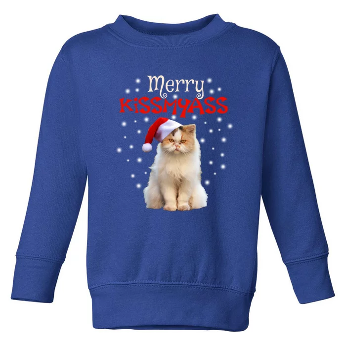 Merry Myass Cagift Cute Cat With Christmas Santa Hat Funny Gift Toddler Sweatshirt