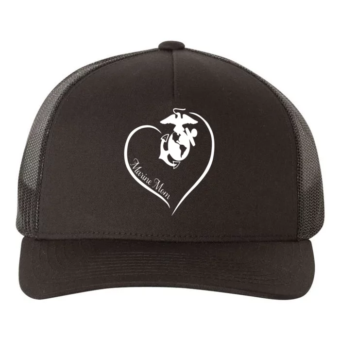 MARINE MOM CURVE HEART Yupoong Adult 5-Panel Trucker Hat