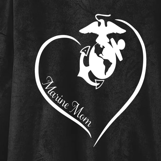 MARINE MOM CURVE HEART Hooded Wearable Blanket