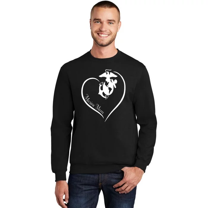 MARINE MOM CURVE HEART Tall Sweatshirt