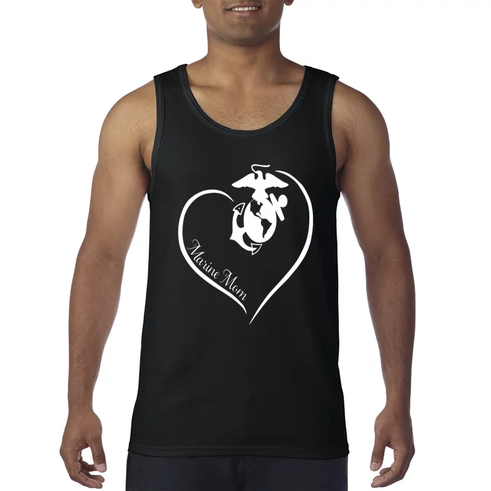 MARINE MOM CURVE HEART Tank Top