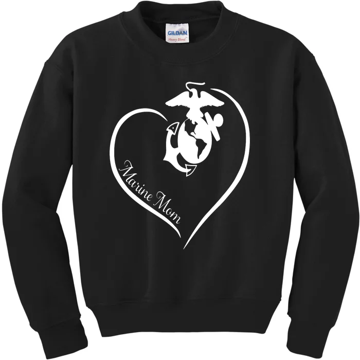 MARINE MOM CURVE HEART Kids Sweatshirt