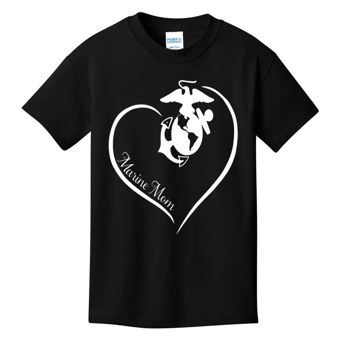 MARINE MOM CURVE HEART Kids T-Shirt