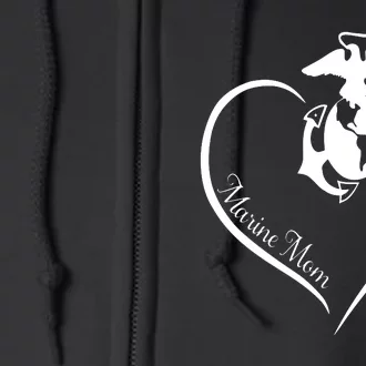 MARINE MOM CURVE HEART Full Zip Hoodie