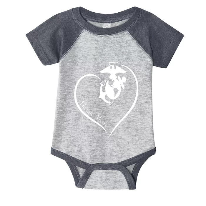 MARINE MOM CURVE HEART Infant Baby Jersey Bodysuit