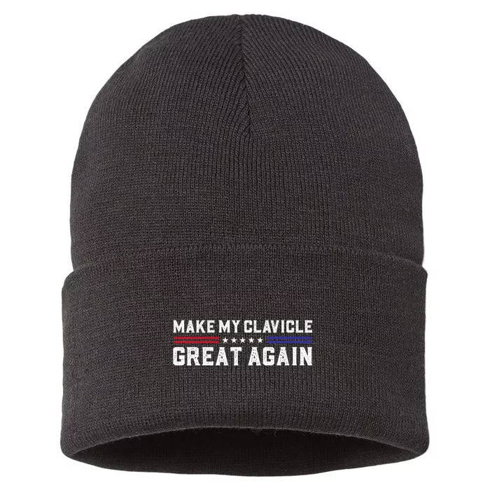 Make My Clavicle Great Again Broken Clavicle Surgery Injury Sustainable Knit Beanie