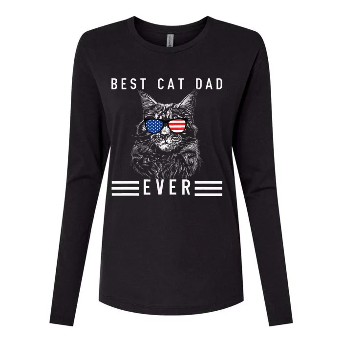 Meow Maine Coon Cat Best Cat Dad Ever Womens Cotton Relaxed Long Sleeve T-Shirt