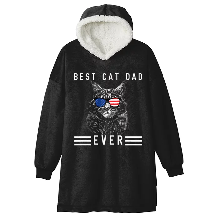 Meow Maine Coon Cat Best Cat Dad Ever Hooded Wearable Blanket