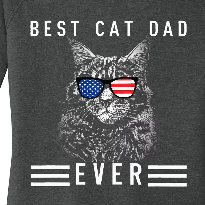 Meow Maine Coon Cat Best Cat Dad Ever Women's Perfect Tri Tunic Long Sleeve Shirt