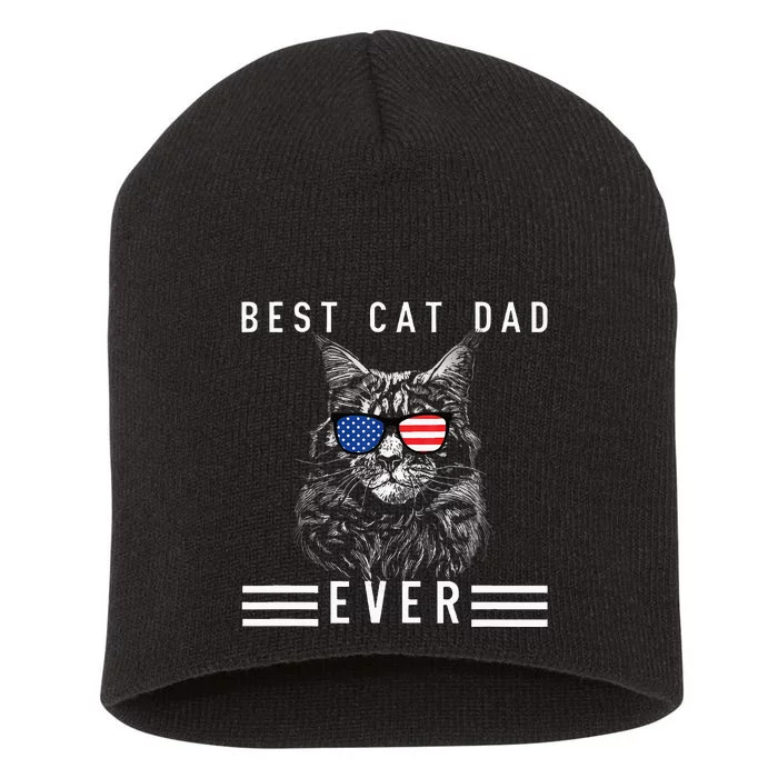 Meow Maine Coon Cat Best Cat Dad Ever Short Acrylic Beanie