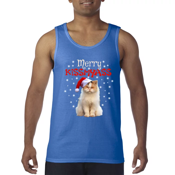 Merry Myass Cagift Cute Cat With Christmas Santa Hat Cute Gift Tank Top