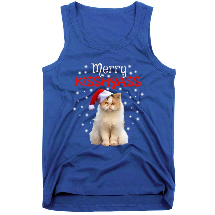 Merry Myass Cagift Cute Cat With Christmas Santa Hat Cute Gift Tank Top