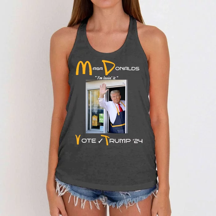 Maga Mc Donalds Vote Trump 24 IM Lovin It Women's Knotted Racerback Tank