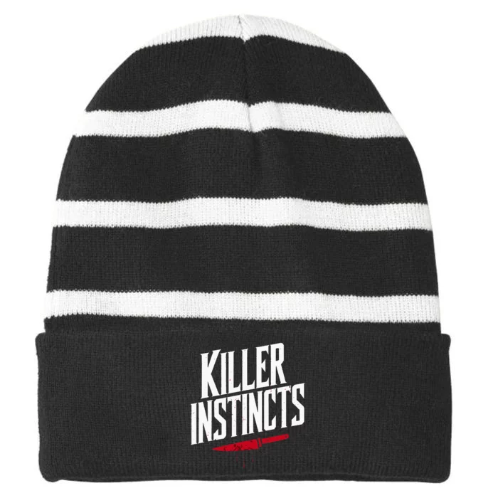 Murder Mystery Dinner Outfit Party Detective Mystery Striped Beanie with Solid Band