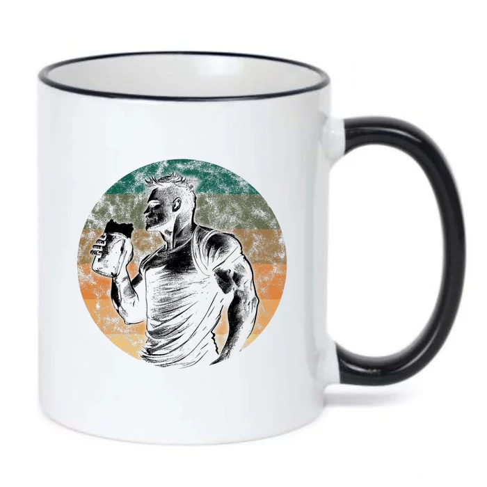 Muscular Man Drinking Beer Black Color Changing Mug