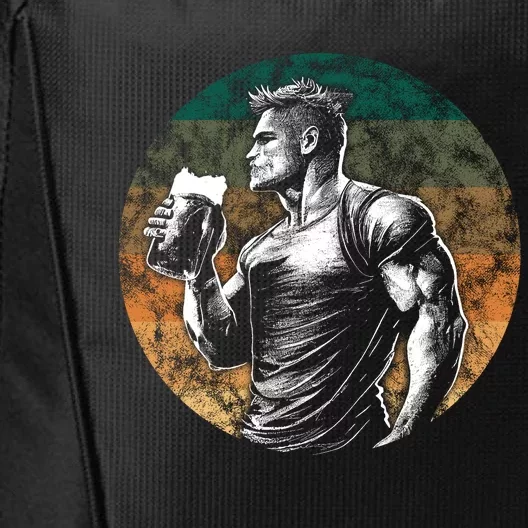 Muscular Man Drinking Beer City Backpack