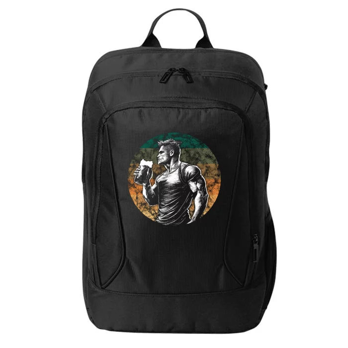 Muscular Man Drinking Beer City Backpack